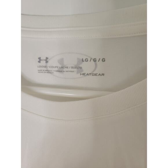 Under Armour Tech Script Women's White Blue Crew Short Sleeve Tee Size L - Picture 4 of 6